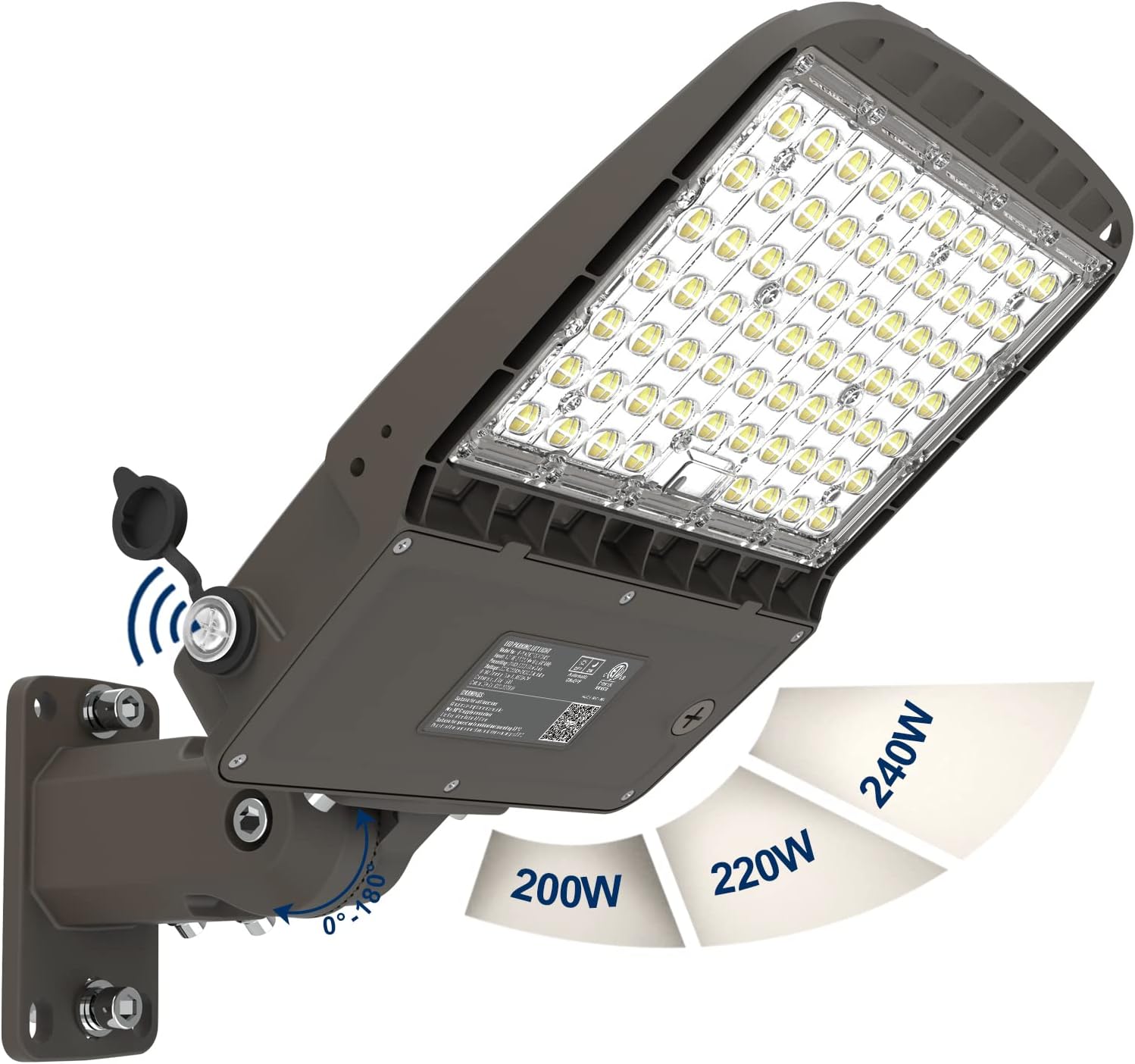 LED Parking Lot Light Outdoor, Pole Light Fixture with Dusk to Dawn photocell,Shoebox Lighting with Adjustable Arm Mount,240W 38400LM Commercial Flood Lighting for Parking Lot,Roadway