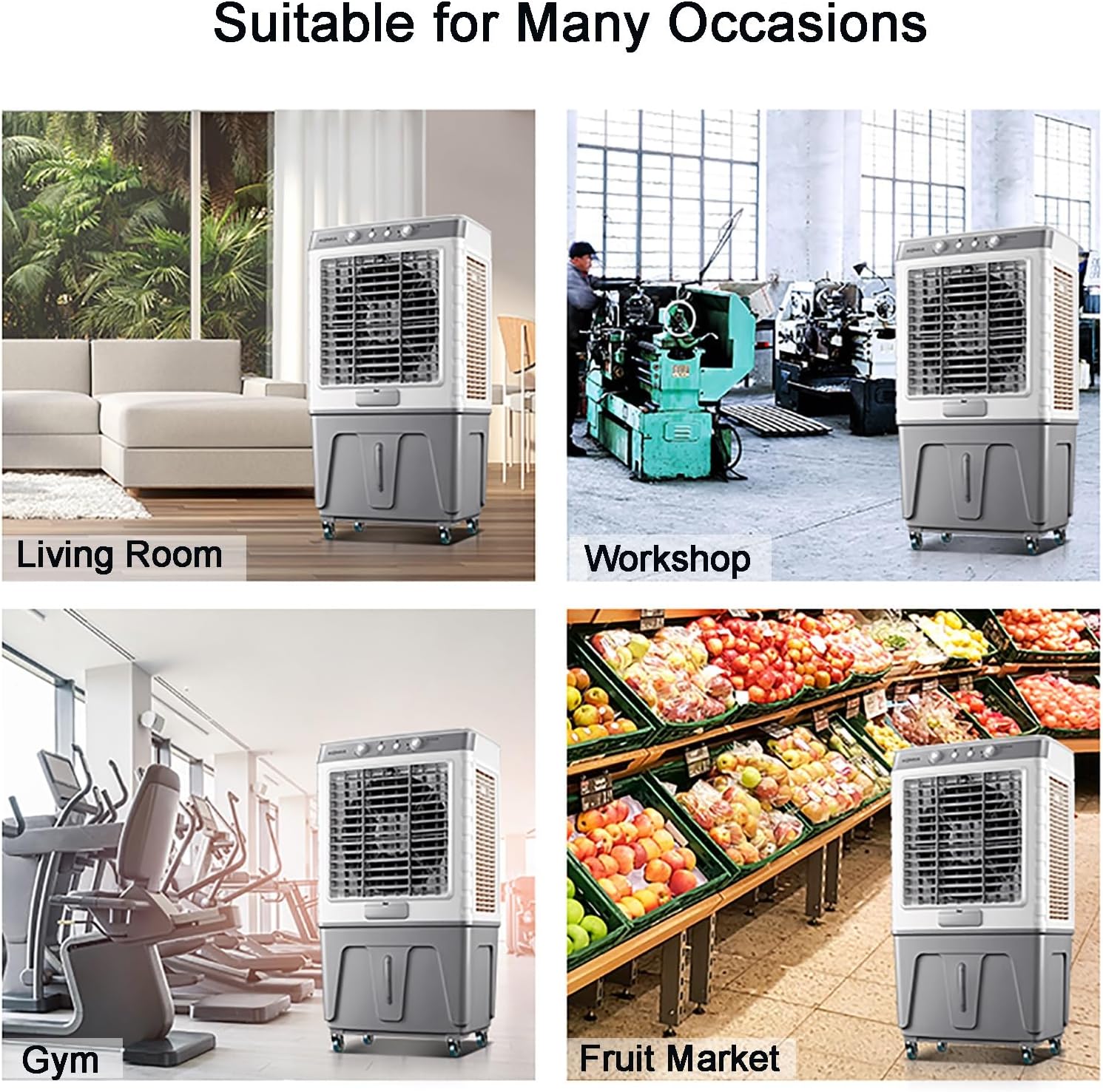 Air Coolers for Home 3 in 1 Portable Air Conditioner with 3 Speed, Evaportive Air Cooler, Humidifier, Ventilator, 120° Oscillation(Size:95cm/55L)