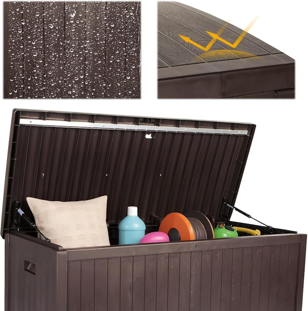 Hydraulic Rod Outdoor Storage Box, Large-Capacity Lockable Waterproof Storage Box, Rainproof Outdoor Storage Cabinet Garden Furniture Outdoor Storage Garden Cushions