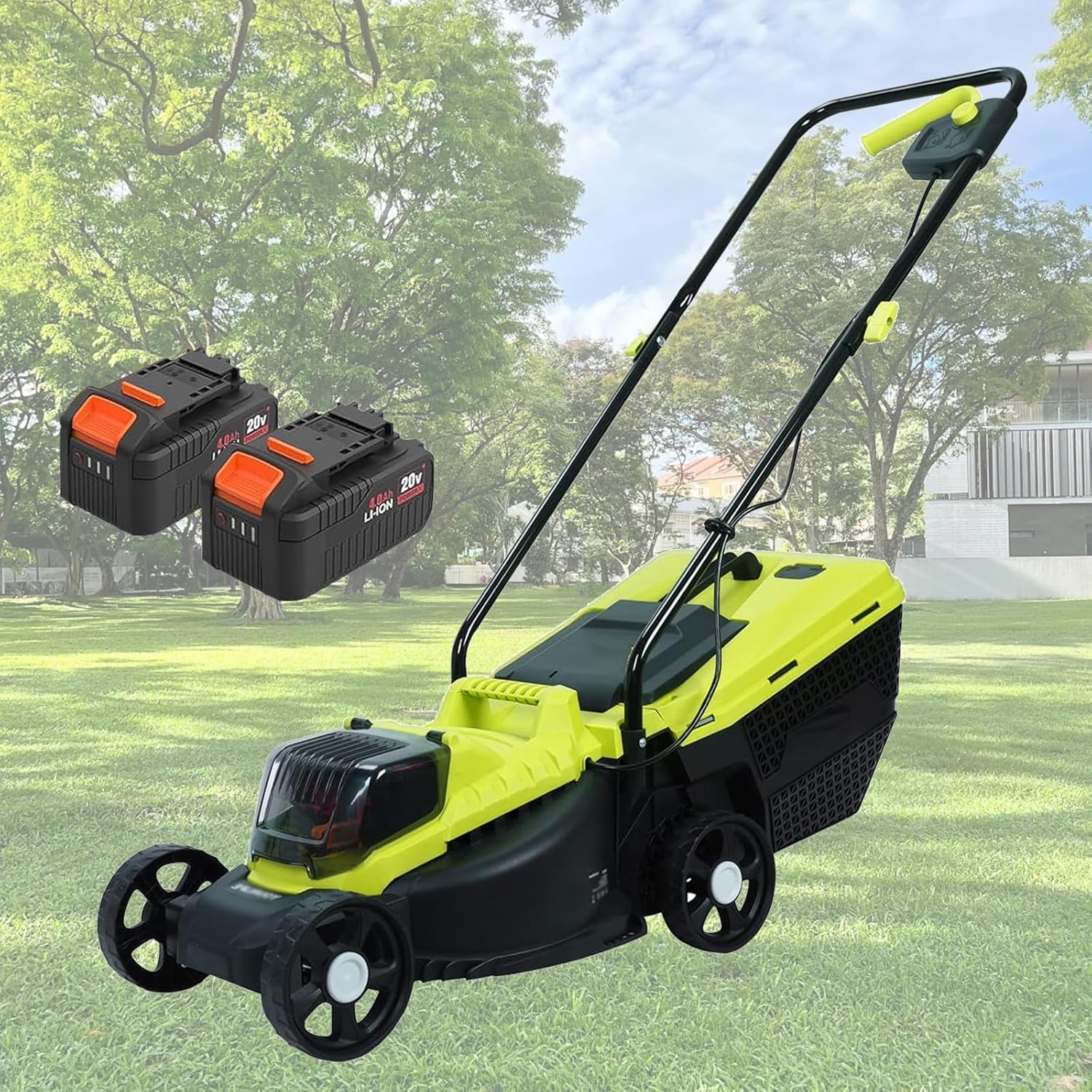 40v Cordless Lawn Mower, Ultra-Light Push Mower with 4.0ah Battery & Charger, 45l Grass Box, 90min Runtime, Battery Lawn Mower for Lawns up to 600m²