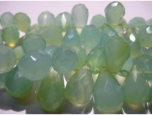 13 inch natural beads strand of 17x11-8x5mm faceted drop aqua chalcedony gemstone briolletes beads for DIY jewelry - necklace, bracelet, earring, ring.