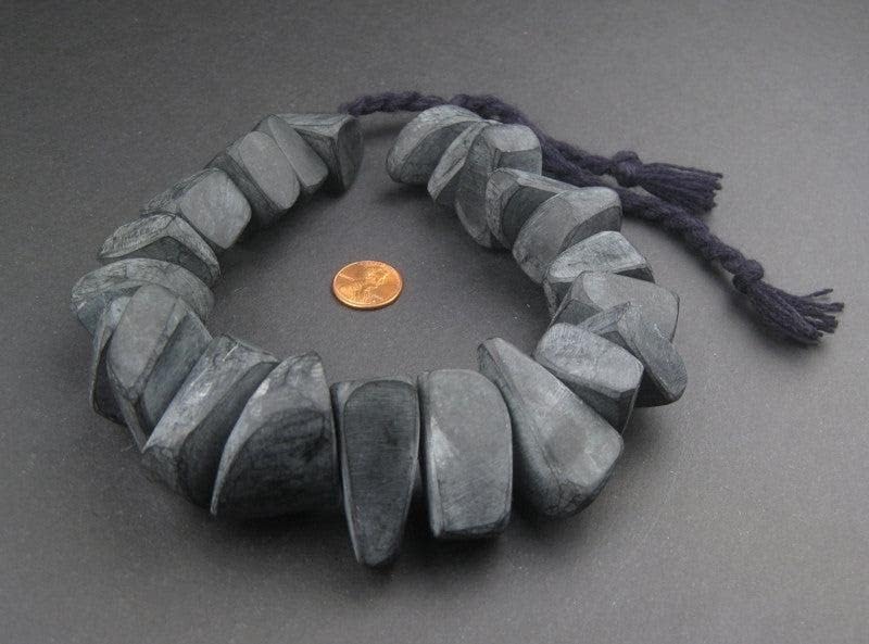 The Bead Chest Moroccan Charcoal Resin Chunk Beads 16mm Morocco African Black Unusual 17 Inch Strand Handmade