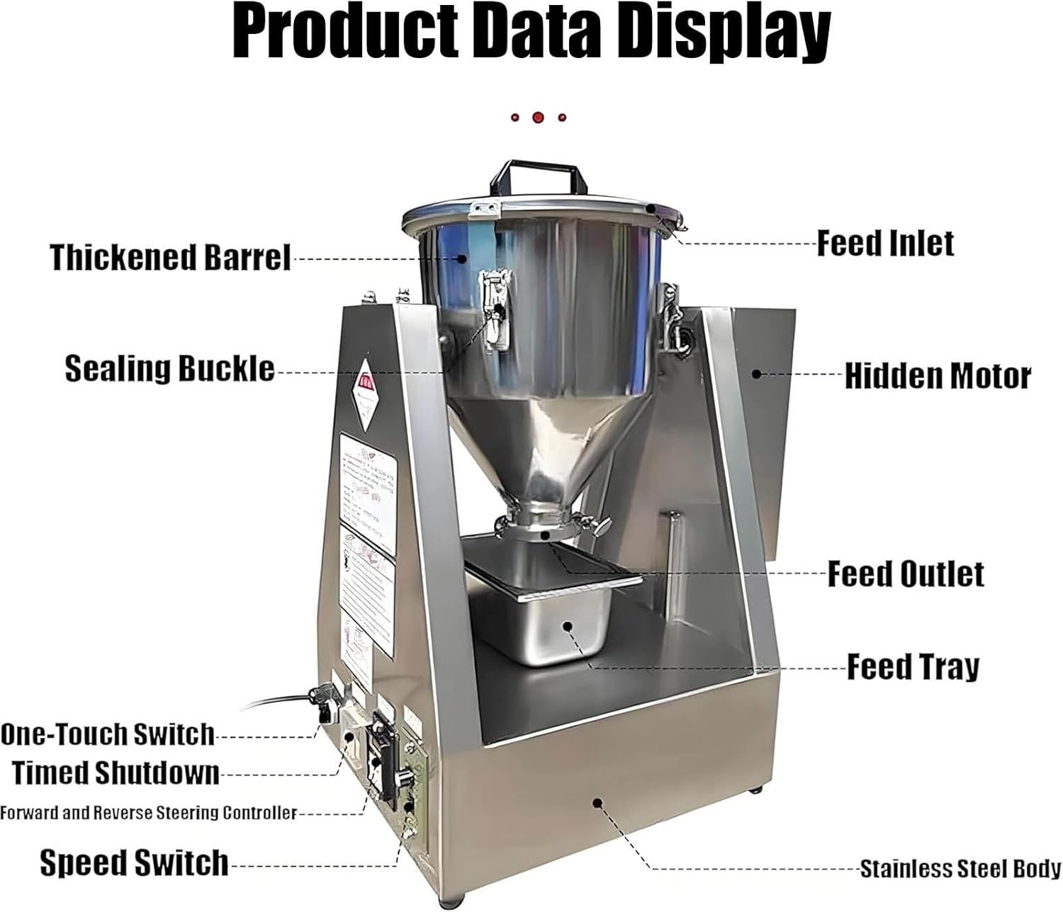 Industrial Mixer Machine Particle Blender, Lab Dry Powder Mixer, Laboratory Mixing Equipment, Stainless Steel Material for Dry Grain Particle Granula Food Ch-emical(40L)