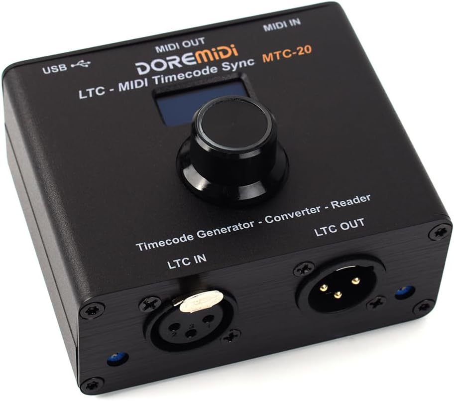 LTC-MIDI Timecode Sync (MTC-20) device to synchronize MIDI timecode and SMPTE LTC timecode MTC-20