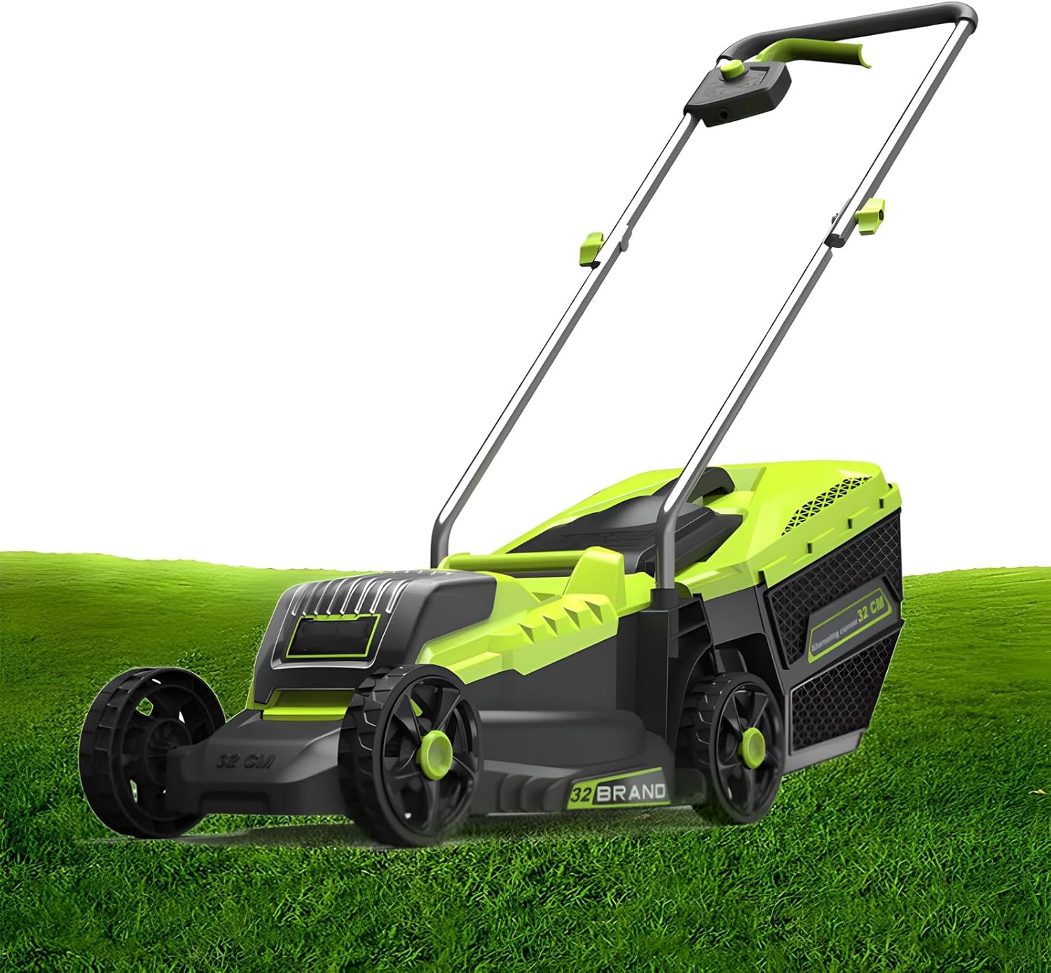 Electric Lawn Mower, 1200W Cordless Lawnmower with 2 x 4000mAh Batteries, 3 Adjustable Cutting Heights, Foldable Handle