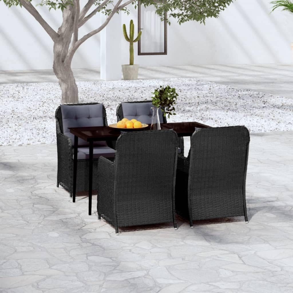 5 Piece Patio Dining Set Black,Elegant Patio Dining Set for Outdoor Relaxation and Comfort Patio Furniture Sets, Outdoor Furniture Sets