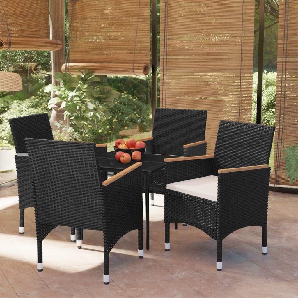 5 Piece Patio Dining Set with Cushions Black,Sturdy Patio Dining Set for Outdoor Comfort and Durability Patio Furniture, Outdoor Furniture Sets