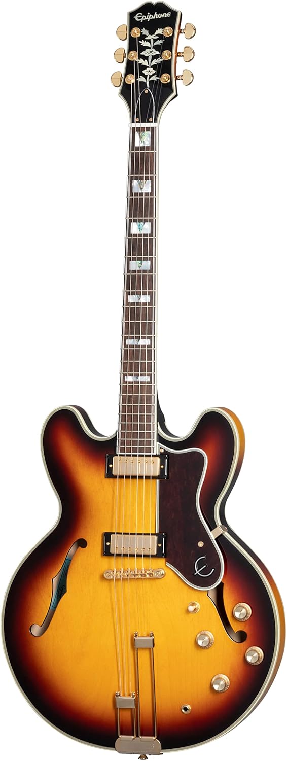 Epiphone Sheraton Semi Hollow Body, Vintage Sunburst and Gold Hardware with Gig Bag