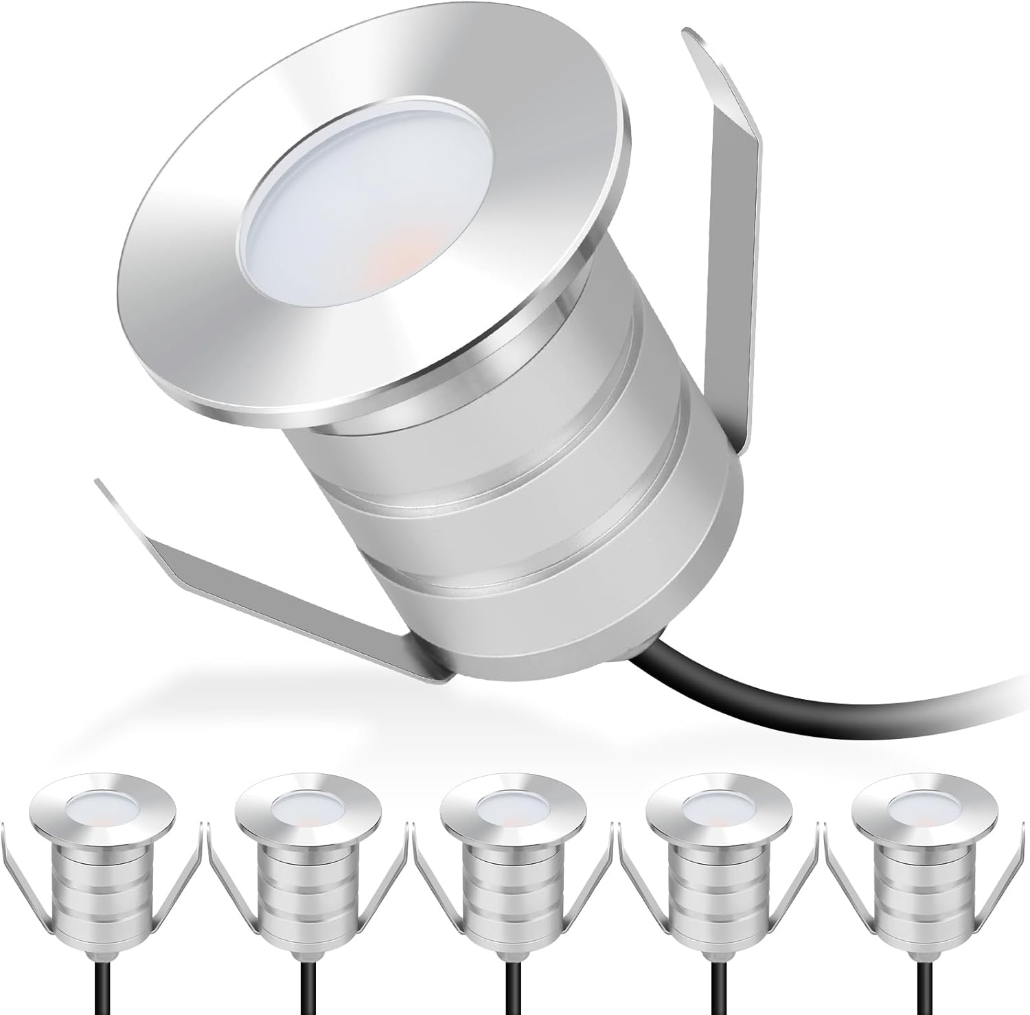 Gardencoin Outdoor Recessed LED Lights, Heavy Duty Soffit and Deck Lighting Flush Mount, 3W 12-24V Low Voltage Landscape In Ground Well Light, Underwater Pond Light, Dimmable Widely Used, 5000K 6pack