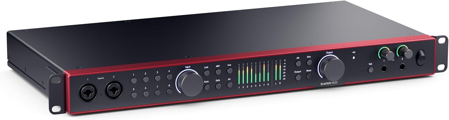 Focusrite Scarlett 18i20 4th Gen USB Audio Interface, for Multitrack Recording, Music Production and Podcasting — High-Fidelity, Studio Quality Recording, and All the Software You Need to Record