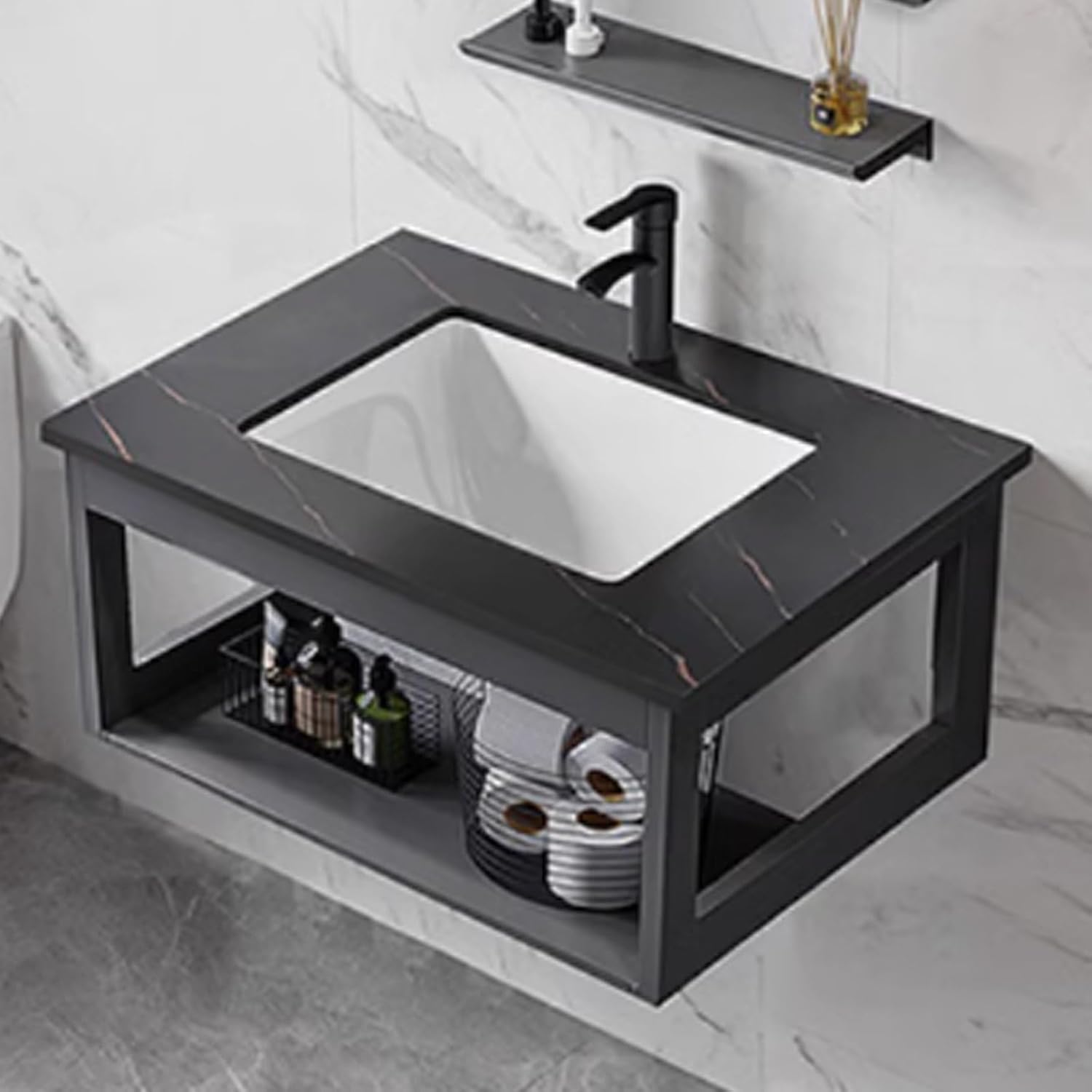 Bathroom Sink Wall Mount Vessel Sink,Corner Sink,Corner Bathroom Vanity Cabinet and Sink | Ideal for Home, Restaurant, Office Building | Compact Design,71 * 40cm