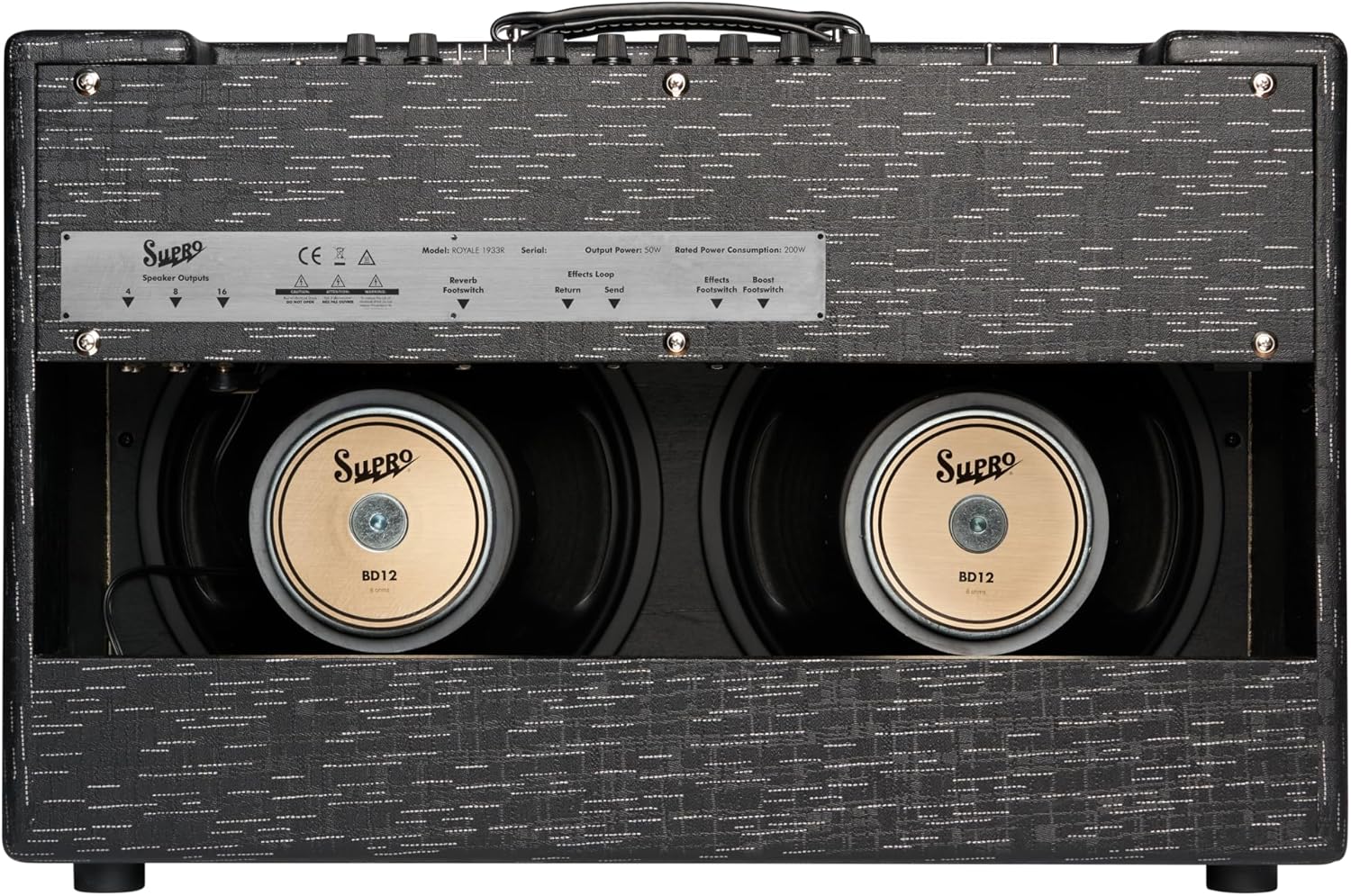 Supro 1933R Royale 50W 2x12 Inch Tube Combo Amp with Tube-buffered Effects Loop and Glorious Tube-Driven Spring Reverb (Black Scandia)