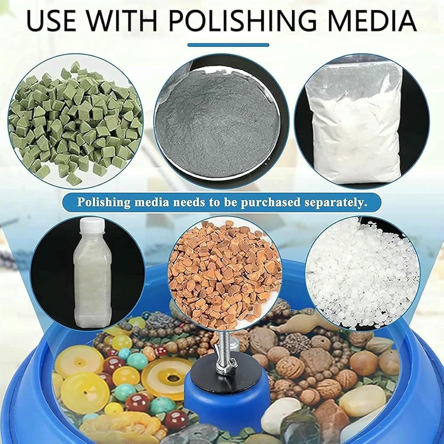 Vibrating Polishing Drum, Rock Polisher, Gemstone Polishing Machine for Metal Parts Jade and Auto Parts