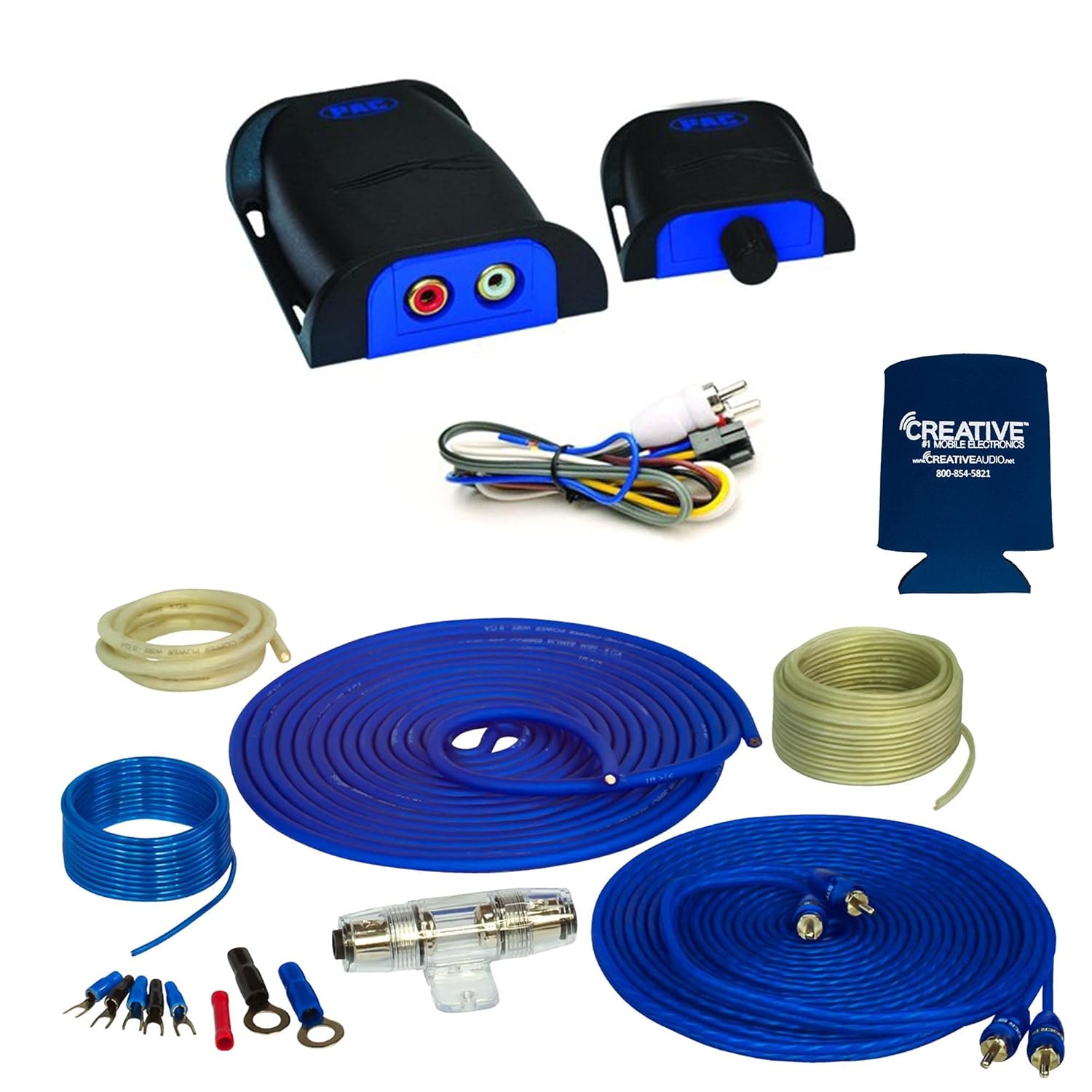 Stinger SS600XS 8GA Copper 600W Amplifier Wiring Kit & PAC LP7-2R Line Out Convertor with Remote Turn On & Level Control