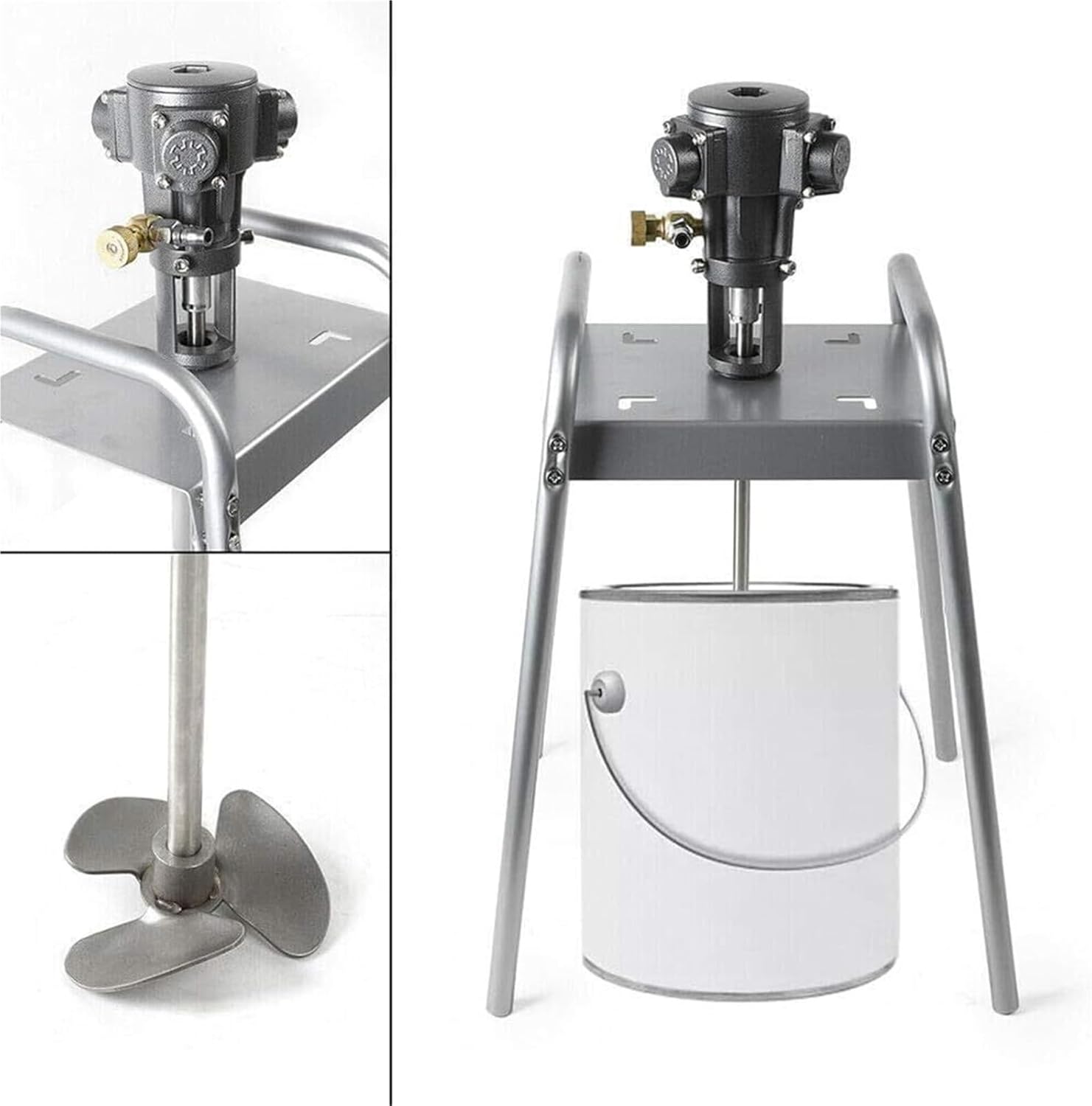 Pneumatic Paint Mixer, 5 Gallon Air Agitator, with Auxiliary Bracket Wheel Agitator, Platform Paint Coating Stirring Machine, for Mixing Plaster, Paint, Mortar, Glue, Coating Materials