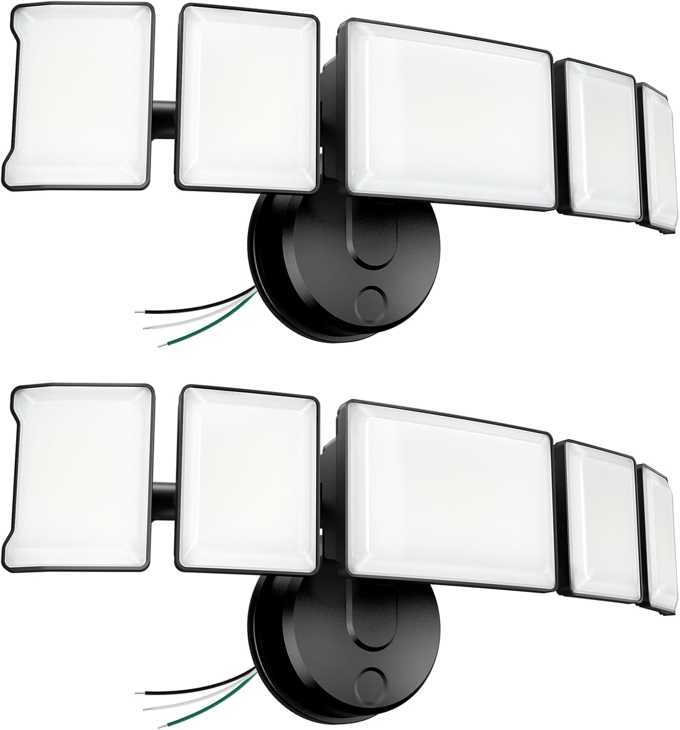 Olafus 100W Flood Light Outdoor 2 Pack, Switch Controlled LED Security Lighting 10000LM, 6500K Outside Floodlight with 5 Adjustable Head, IP65 Waterproof Exterior Fixture Wired for House Yard Black