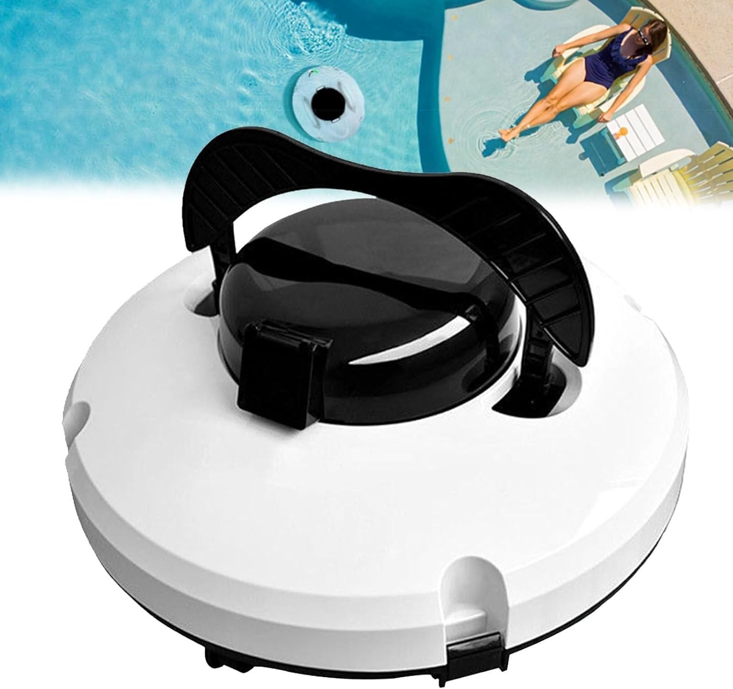 Cordless Automatic Pool Cleaner, 28W Robotic Cleaner Powerful Suction Lasts 120 Mins Robotic Pool Cleaner with Dual Motors and Top Handle, for Above Ground/Inground Pool