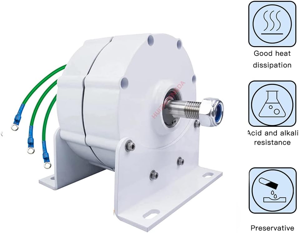 100W-2000W Low RPM 400Rpm 50HZ AC Alternators 12V 24V 48V Gearless Permanent Magnet Low RPM for Wind and Water Turbine (with Base)