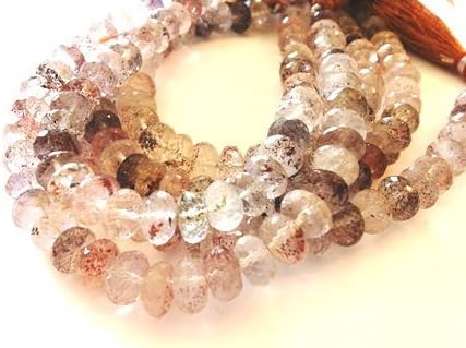 13 inch natural beads strand of 8-10mm faceted rondelle honey dot quartz gemstone beads for DIY jewelry - necklace, bracelet, earring, ring.