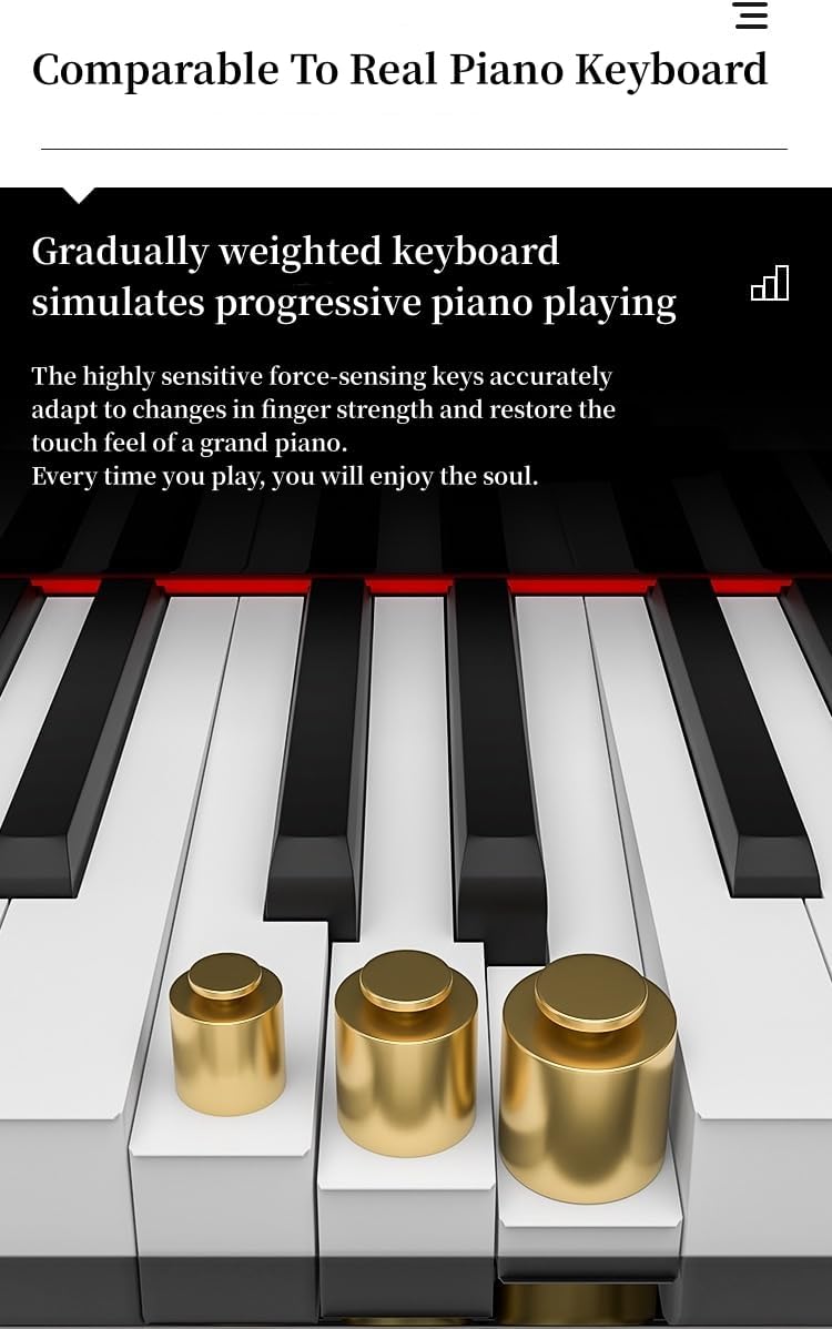 LANDTOM Intelligent 88-Key Heavy Hammer Digital Piano A100 Portable Electric Piano for Beginners and Professionals to Play Home and Outdoors Piano with foldable stand, Orange (Without Stand, Orange)