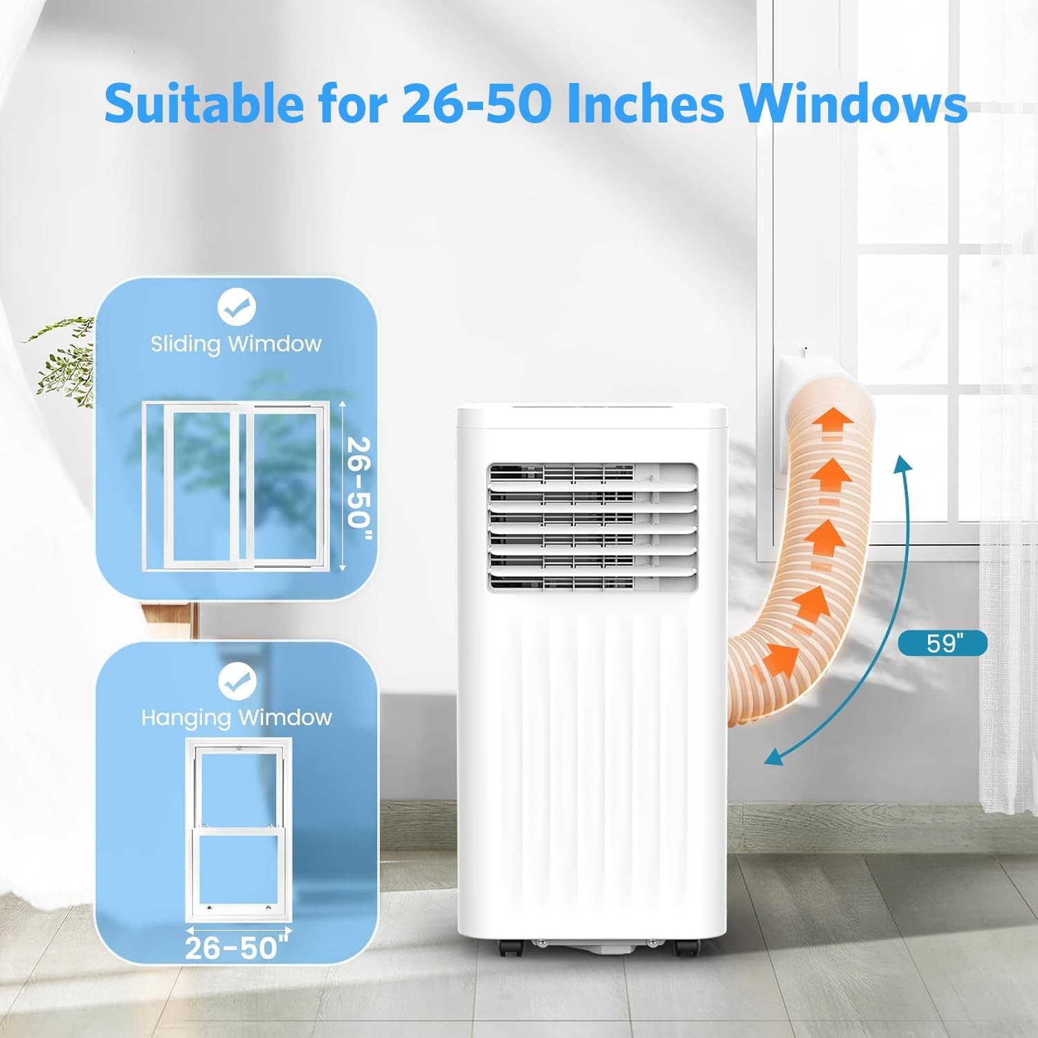 10000 BTUs Portable Air Conditioners with cooling/dehumidification/fan/sleep mode,4-IN-1 Portable AC with 24H Timer & Remote Control & Window Kit
