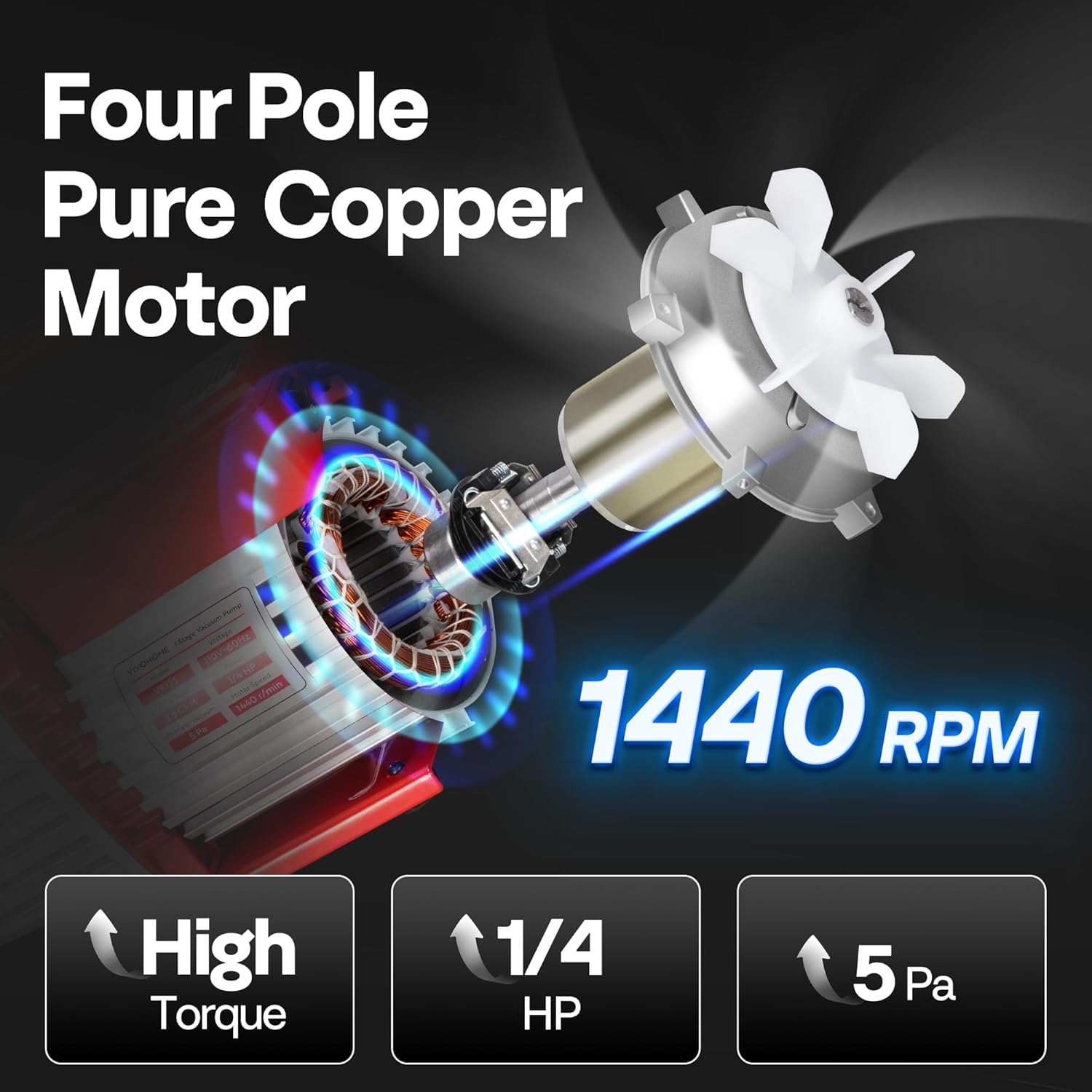 VIVOHOME 110V 1/4 HP 3.5 CFM Single Stage Rotary Vane HVAC Vacuum Pump and 3 Way AC Manifold Gauge Set with 4ft Hoses & Accessories for Auto Air Conditioning Refrigeration Recharging, Red