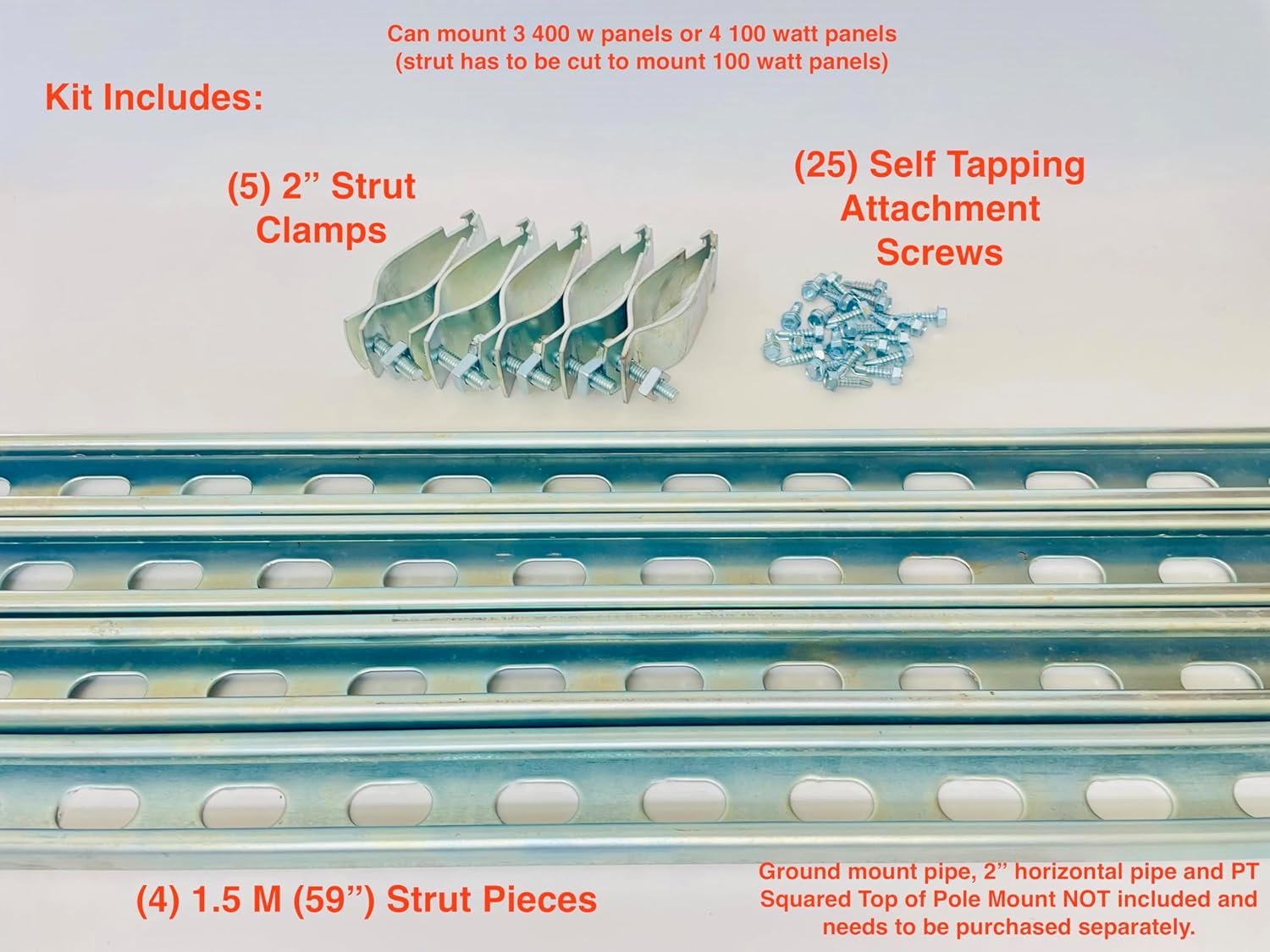 Solar Panel Top of Pole Mount Bracket and Panel Mounting Kit for 4
