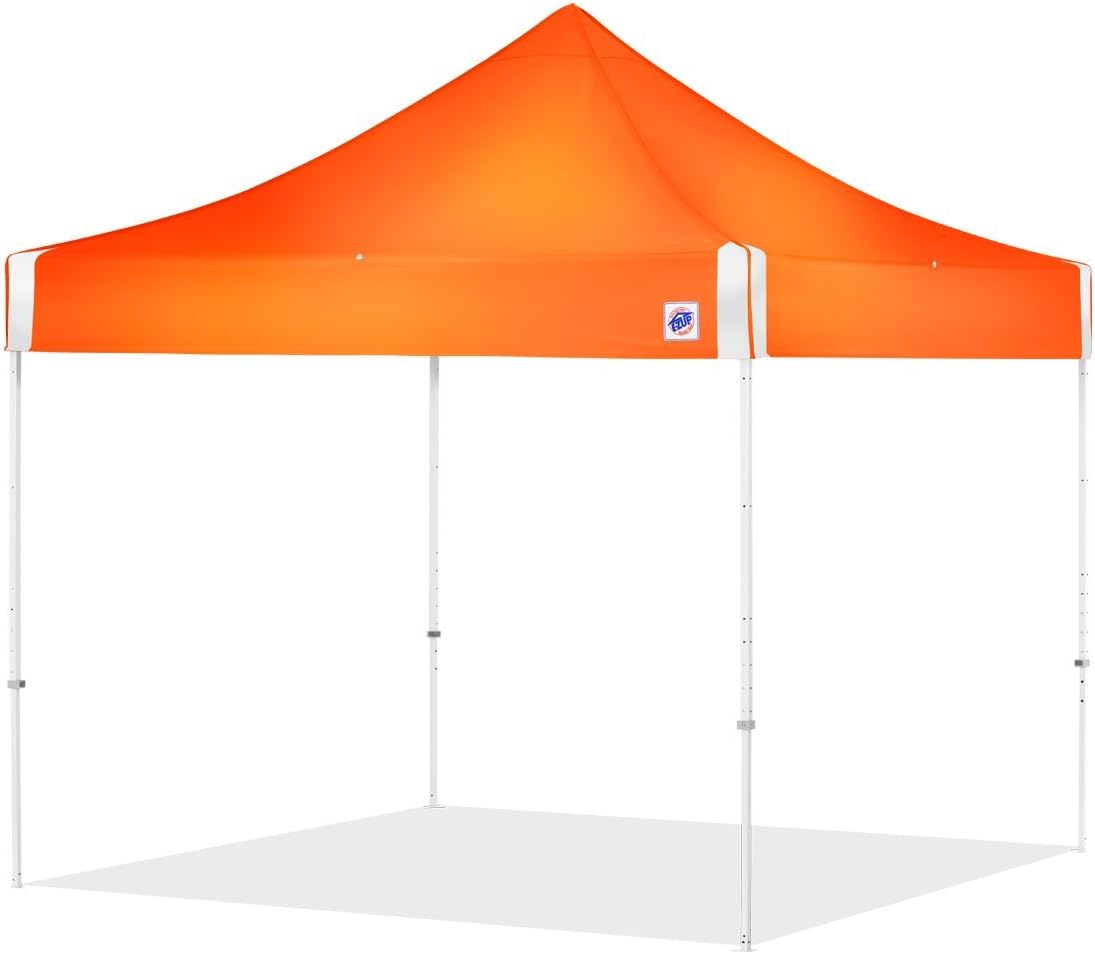 E-Z UP Hi-Viz Utility Shelter Canopy, 10' x 10', Commercial Grade Bright Orange Top