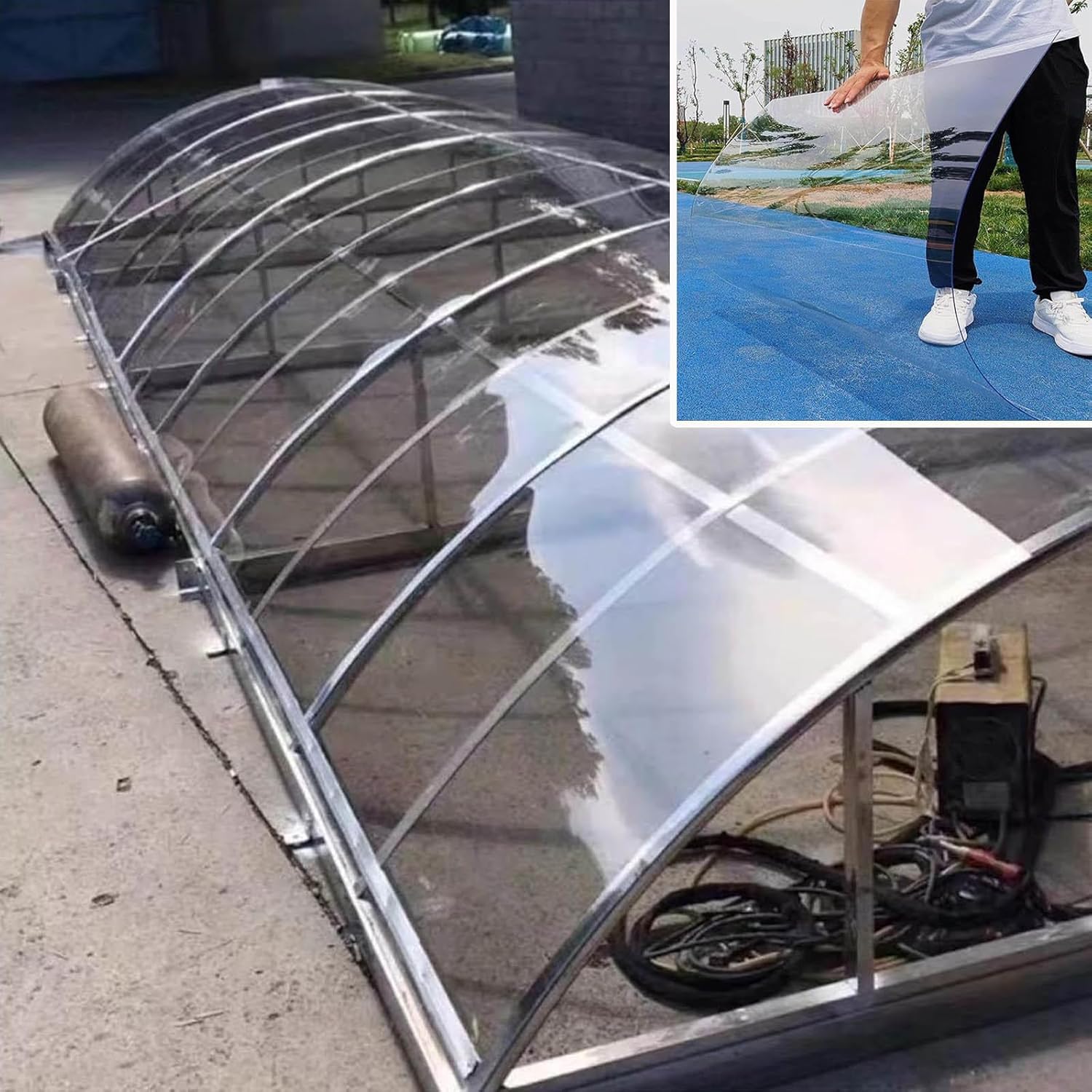 Transparent Polycarbonate Roofing Sheets,Roof Panels for Garden Greenhouse Pergola Carport Canopy,1mm Replacement Plastic Panels,Rain and Uv Protection Covering Sheet,W×L-0.5×8m(1.6*26.2ft)