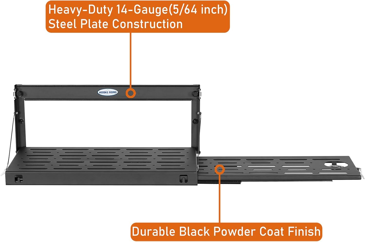 Hooke Road JK Tailgate Table Pull-out Style Cargo Shelf for 2015-2018 Jeep Wrangler JK JKU Unlimited 2 or 4 Doors, Foldable Camping Desk Overlanding Storage Molle Panel