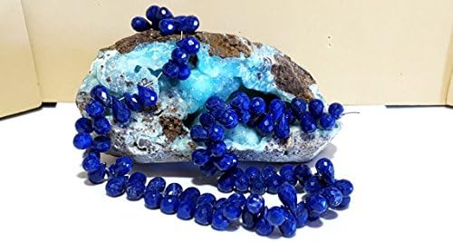 indigo blue lapis lazuli faceted drop beads with pyrite, natural lapis lazuli, faceted pear shape, 10 in. full strand, royal blue 7.6mm x 5.5mm to 8.6mm x 5.5mm