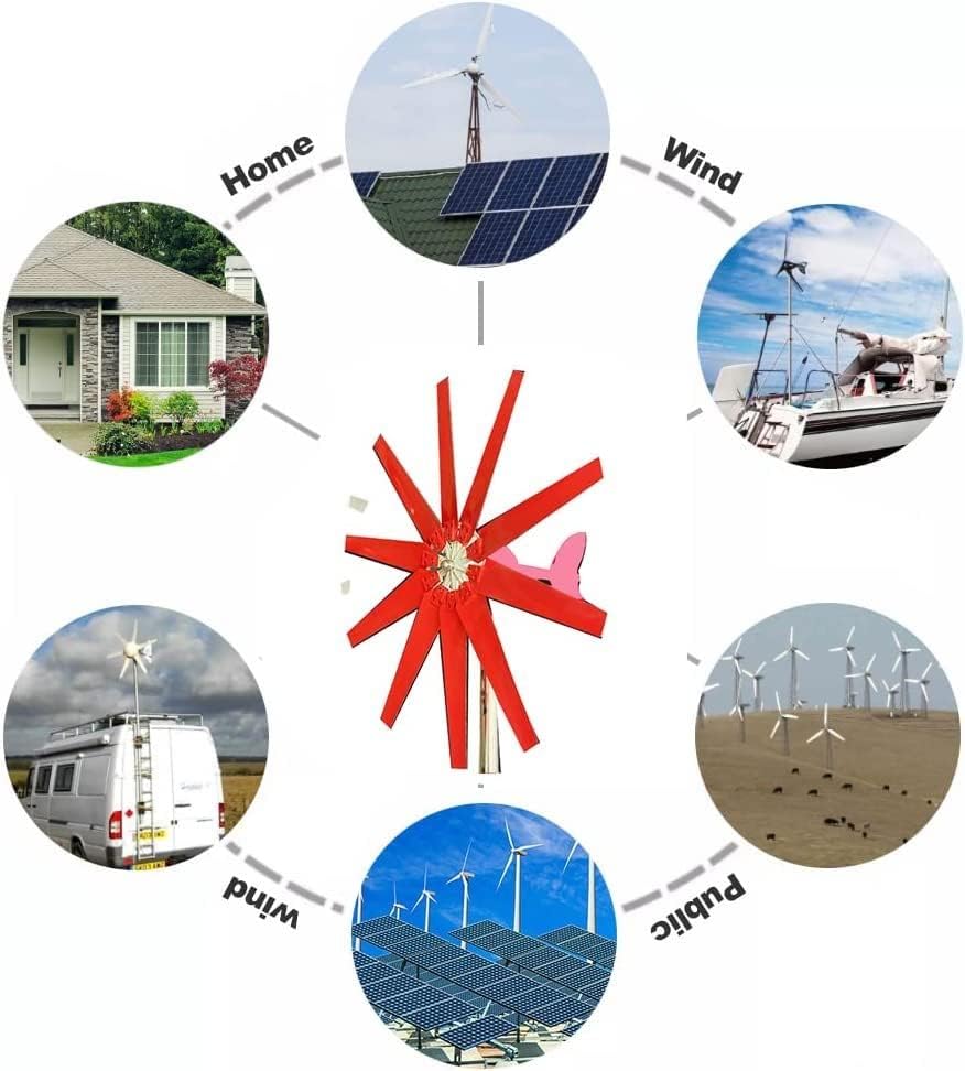 LiuSj JUnSt 8000W Wind Power Turbines Generator, 10 Blades Option Horizontal Wind Turbine with Waterproof Charge Controller Fit for Home Or Camping,24v