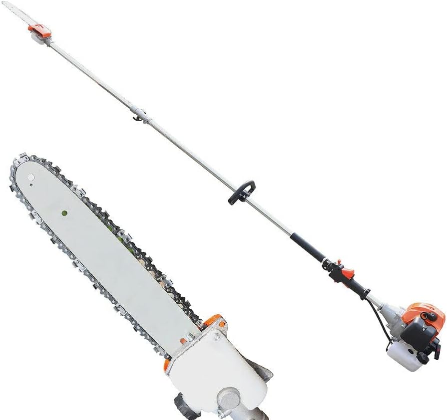 Pole Saw Powerful 2/4 Stroke Gas Pole Chainsaw 52CC Pruner Reach 7.5ft 12