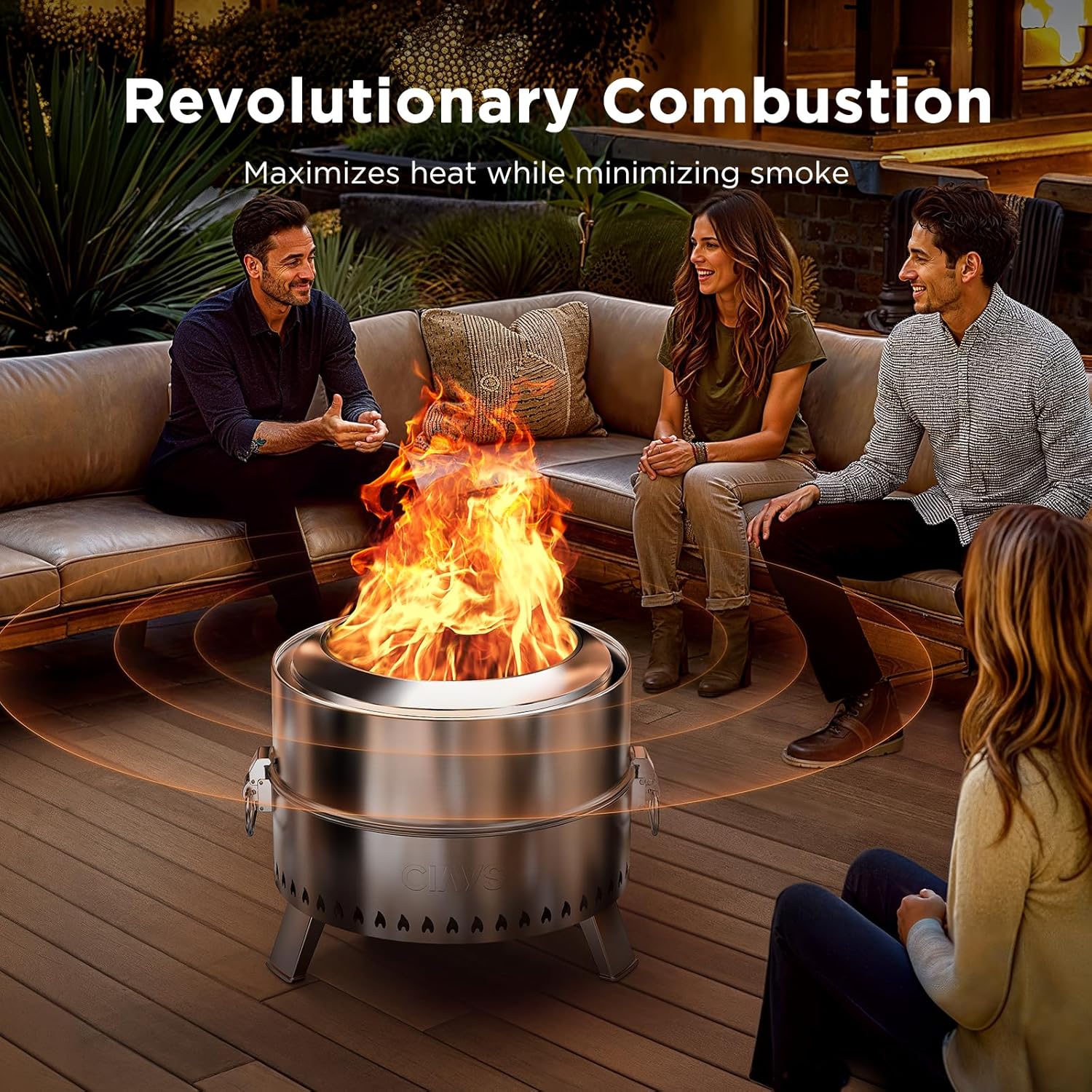 CIAYS Smokeless Firepit, 21 Inch Fire Pit for Outside with Patented Technology, Large Fire Pit for Patio with Steel Grill Rack, Fire Poker, and Bag, Easy Setup and Storage, Wood Burning