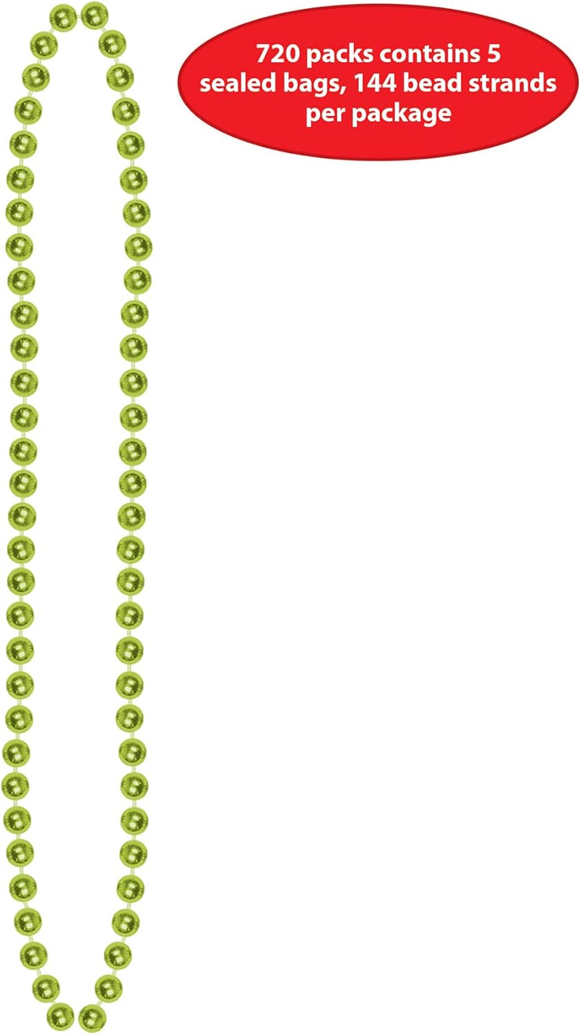 Beistle Bulk 720-Pack Small Round Party Beads, 7mm by 33-Inch, Light Green