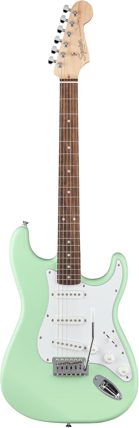 Fender Squier Stratocaster Electric Guitar - Surf Green Bundle with Fender Frontman 10G Amplifier, Gig Bag, Cable, Strap, Picks, and Austin Bazaar Instructional Video