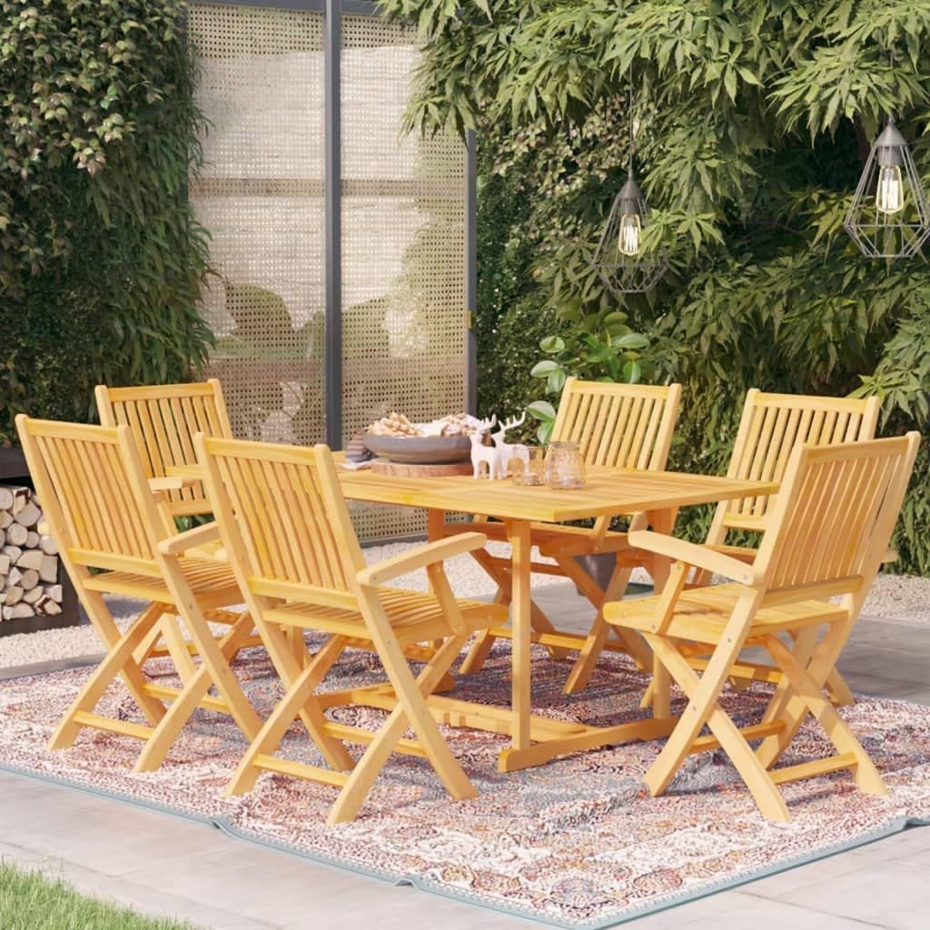 Furniture Sets 7 Piece Patio Dining Set Solid Teak Wood Outdoor Furniture
