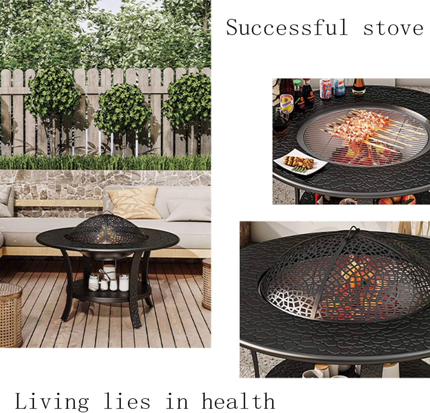 Campfire Set, Wood Burning Pit, Patio Fire Pit, Wood Burning with Mesh Spark Screen, Campfire Outdoor Fire Pit, Poker with Fireplace