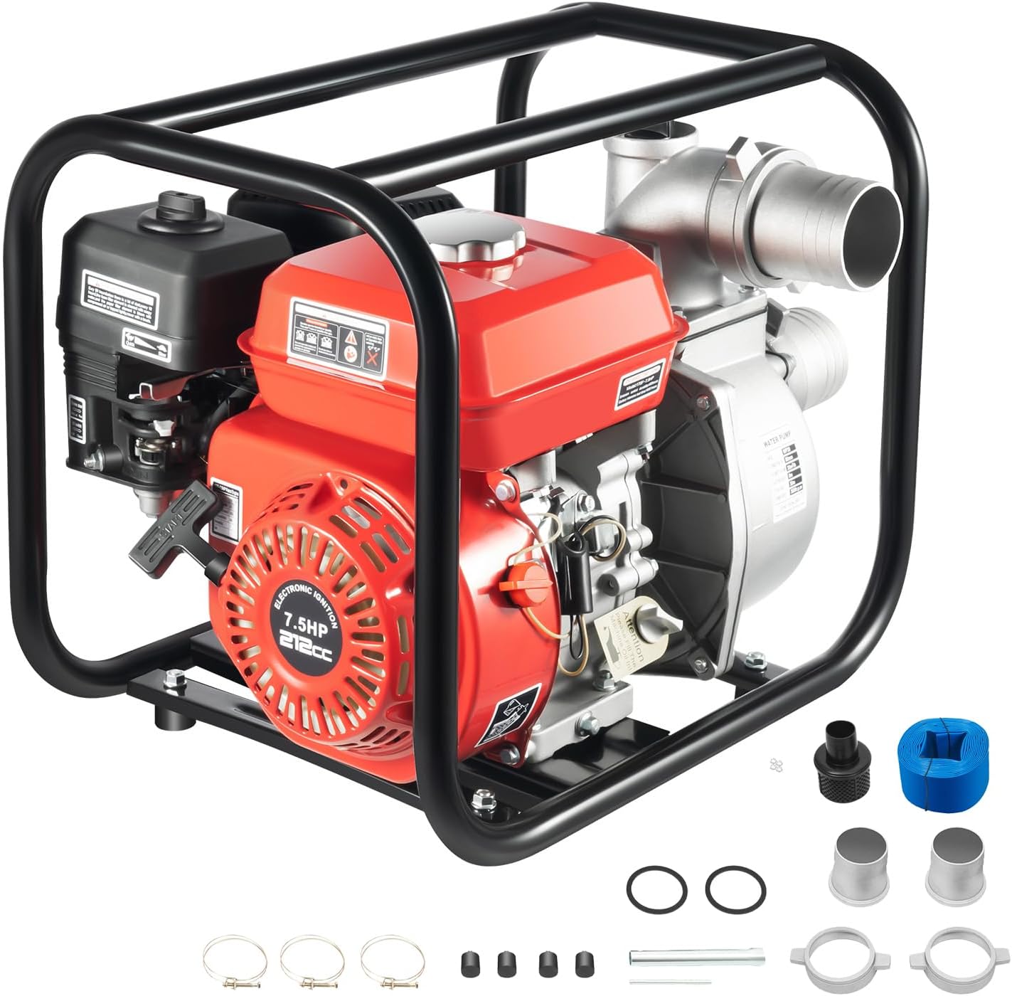 3-inch Gasoline Engine Water Pump,7.5HP,98ft Lift,23ft Suction,Commercial Grade Engine 4-Stroke Gas Powered Trash Water Transfer Pump Portable High Pressure with 24ft Hose for Irrigation Pool