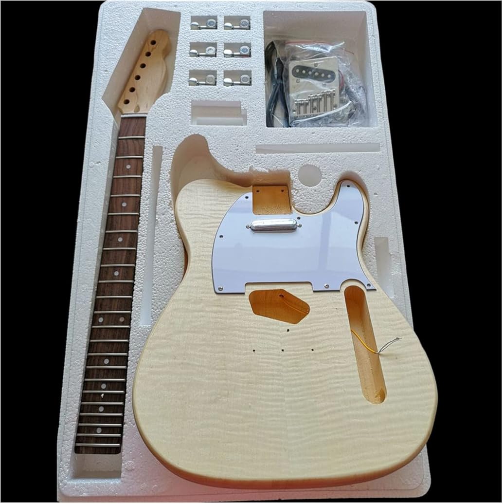 Maple Tiger Pattern Maple Electric Guitar Basswood Body Neck Rosewood Fingerboard DIY Combination Unfinished Guitar Body (Color : 5)