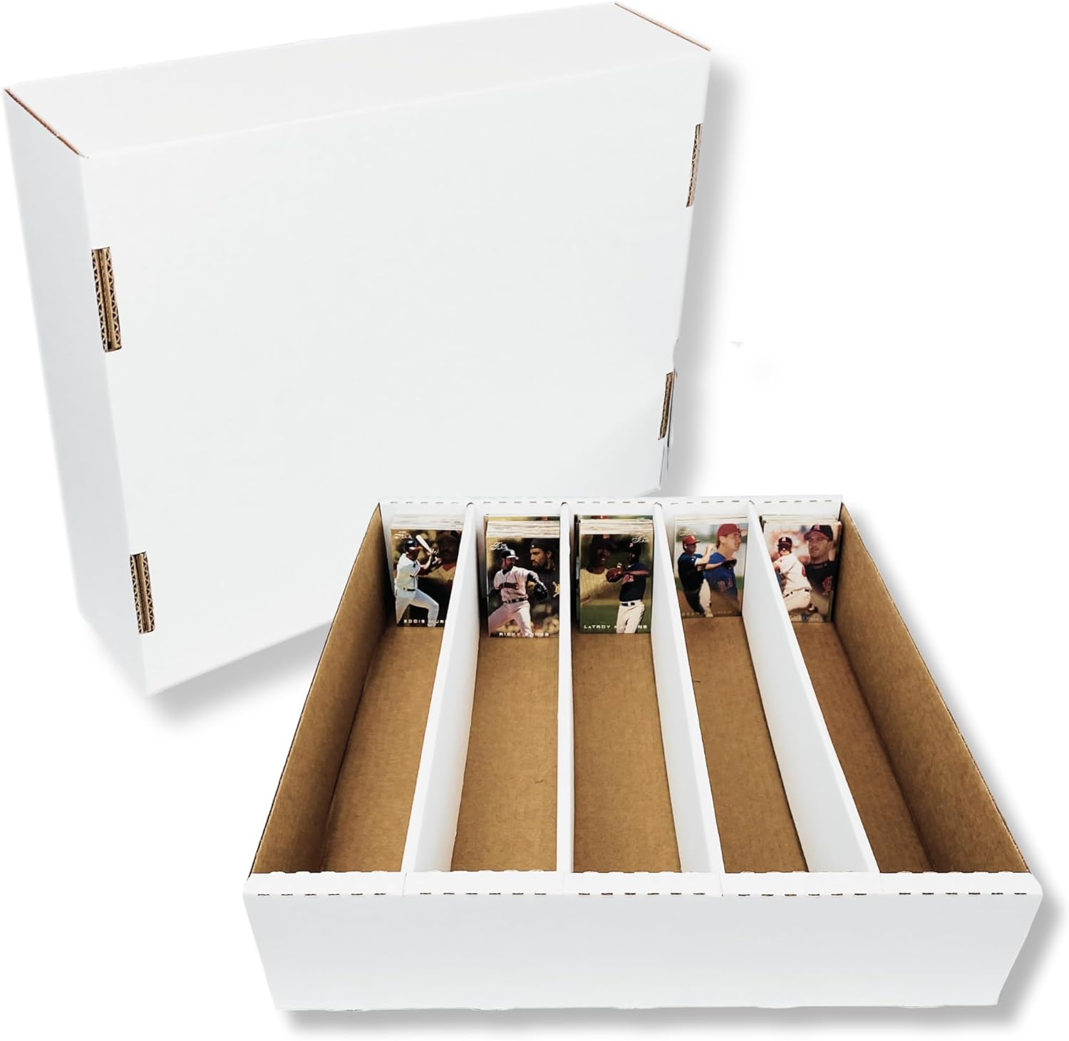 Max Protection 5-Row TCG Card Storage Box - 5000 Count Bulk Card Storage Box for Trading, Sports, Gaming, Baseball Cards - Durable White Corrugated Organizer Boxes 200 lb. - Made in USA (6 Boxes)