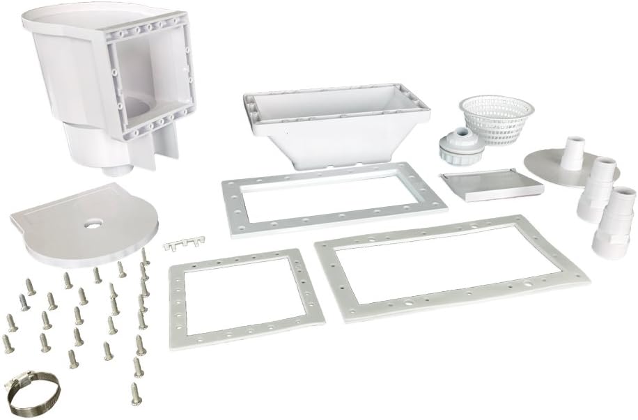 JED Pool Tools 45-405 Wide Mouth Thru-The-Wall Skimmer & Accessory Kit for Above Ground Pool and Pool Cleaning Supplies, Made in USA