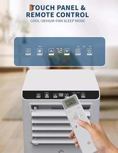 8,500 BTU Portable Air Conditioner – 3-in-1 Cooling, Dehumidifier & Fan for Rooms Up to 350 sq.ft. Quiet Energy-Saving Sleep Mode, 24-Hour Timer, Remote & Overheat Protection – Includes AC Window Unit