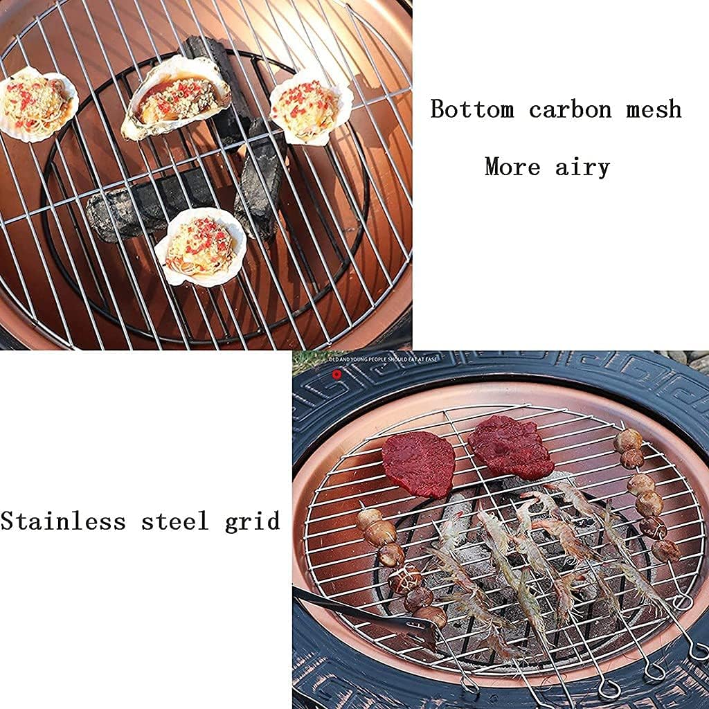 Outdoor fire Pit Bowl with Spark Screen, Firepits and Firebowls with Lid BBQ Grill Tripod Guard and Cover Round Large Patio Heater, Fire Pits Bowls for Garden Table Wood Burning Cast Iron