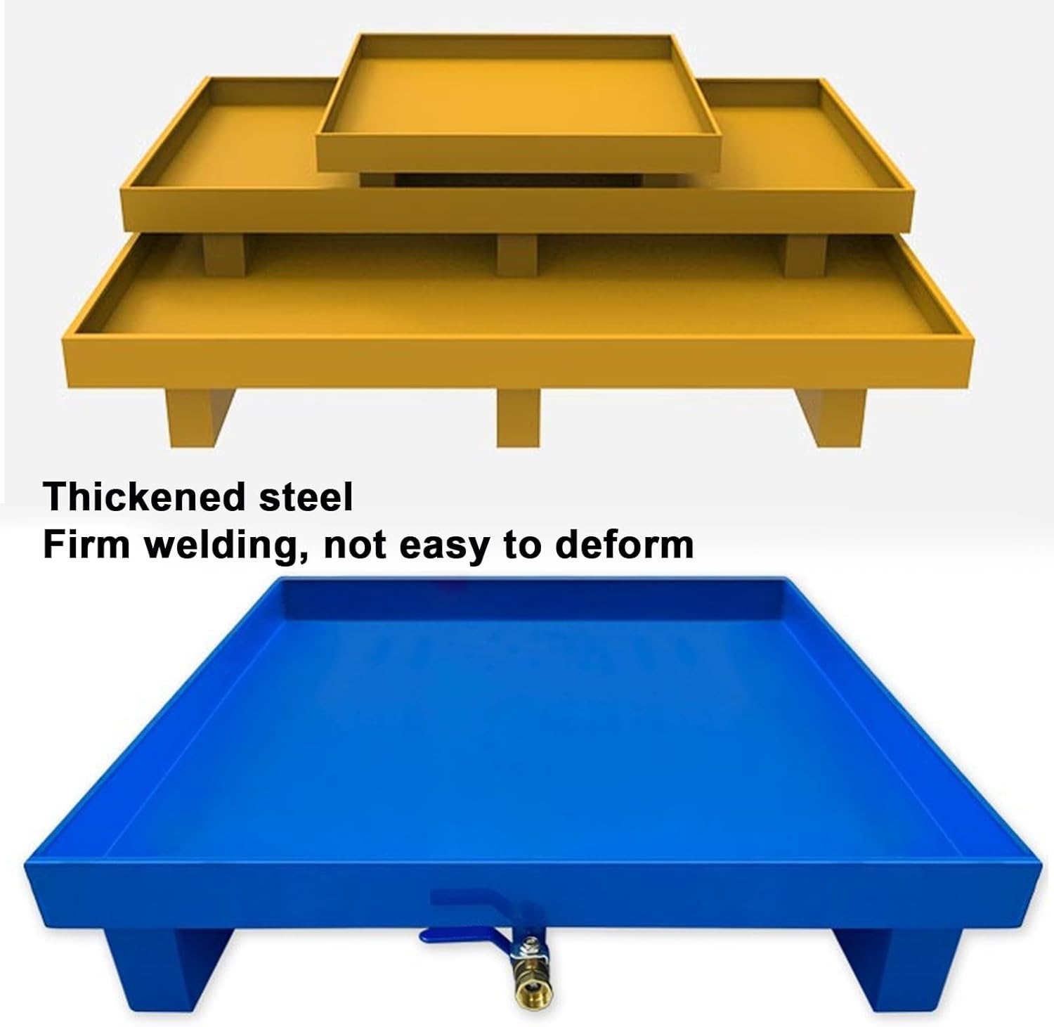 Leakproof Spill Containment Pallet with Drain, Metal Platform Pallet with Top Grating, for Washing Machine Oil Drums(Blue,65cm/26in)