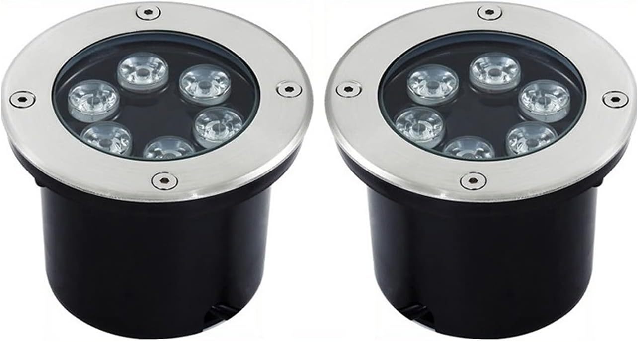 Outdoor Buried Spotlight, Low Voltage AC24V Ground Lights IP65 Waterproof Embedded Floor Lamp for Pathway External Landscape Lighting (2 Pack) (Color : White, Size : 36W-AC24V)