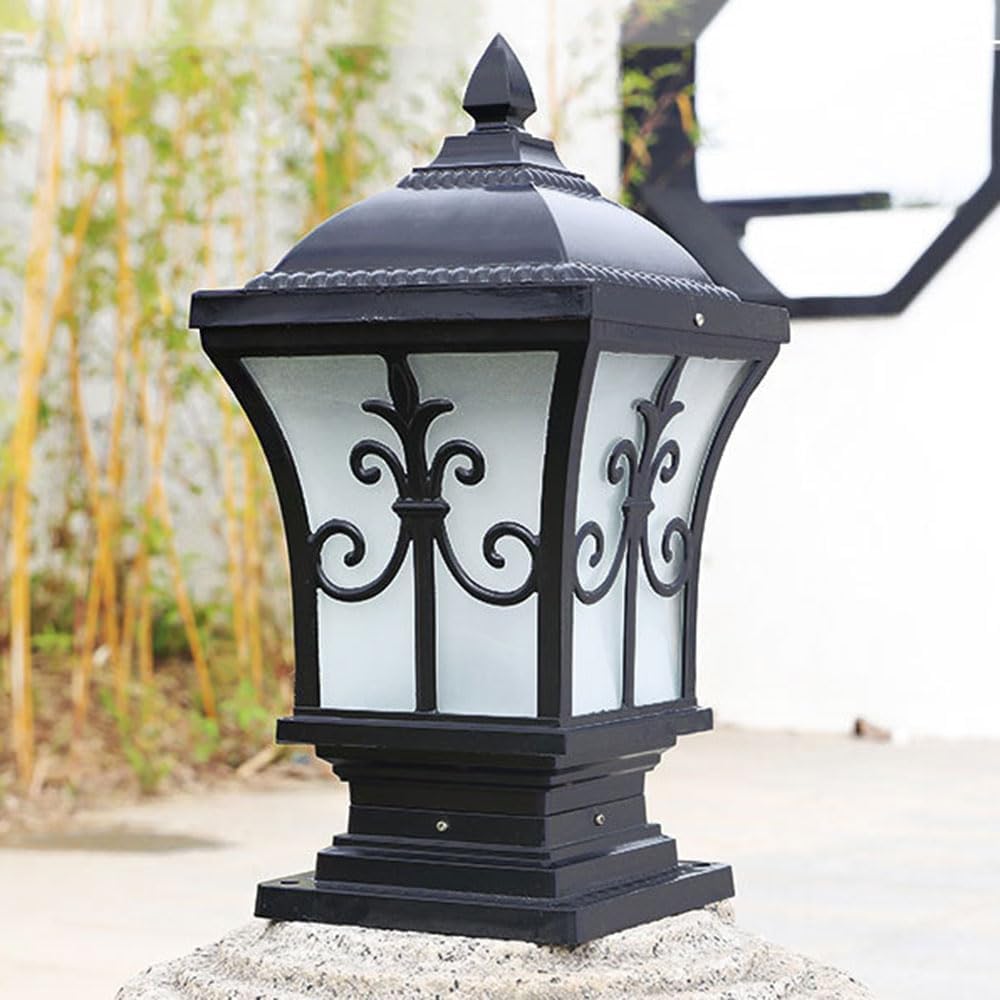 Outdoor Fence Column Light Headlights Exterior Post Light Fixture E27 Base with Dock Mount Fence Pillar Lamp Industrial Exterior Lamp Post Lighting Fixtures Deck Walkway and Garden Decorati