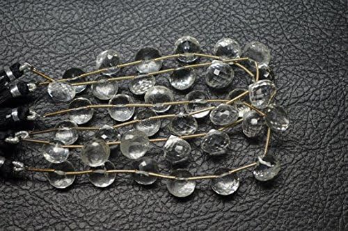 2 Strands 24 Briolettes 10-11mm Beautiful Eye Catching Clarity: Natural Rock Crystal Faceted Onion Shape Briolette Beads