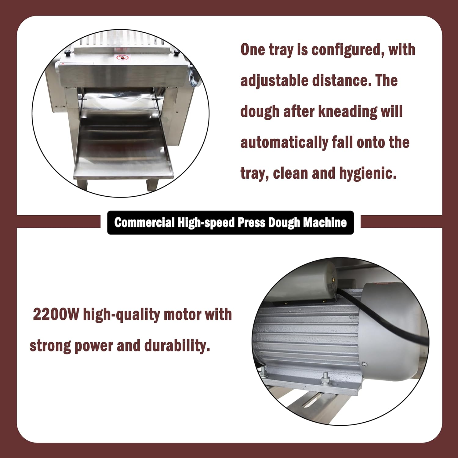 Commercial High-speed Press Dough Machine Adjustable Press Dough Making Machine 11.8inch Drum Length 110V 2200W