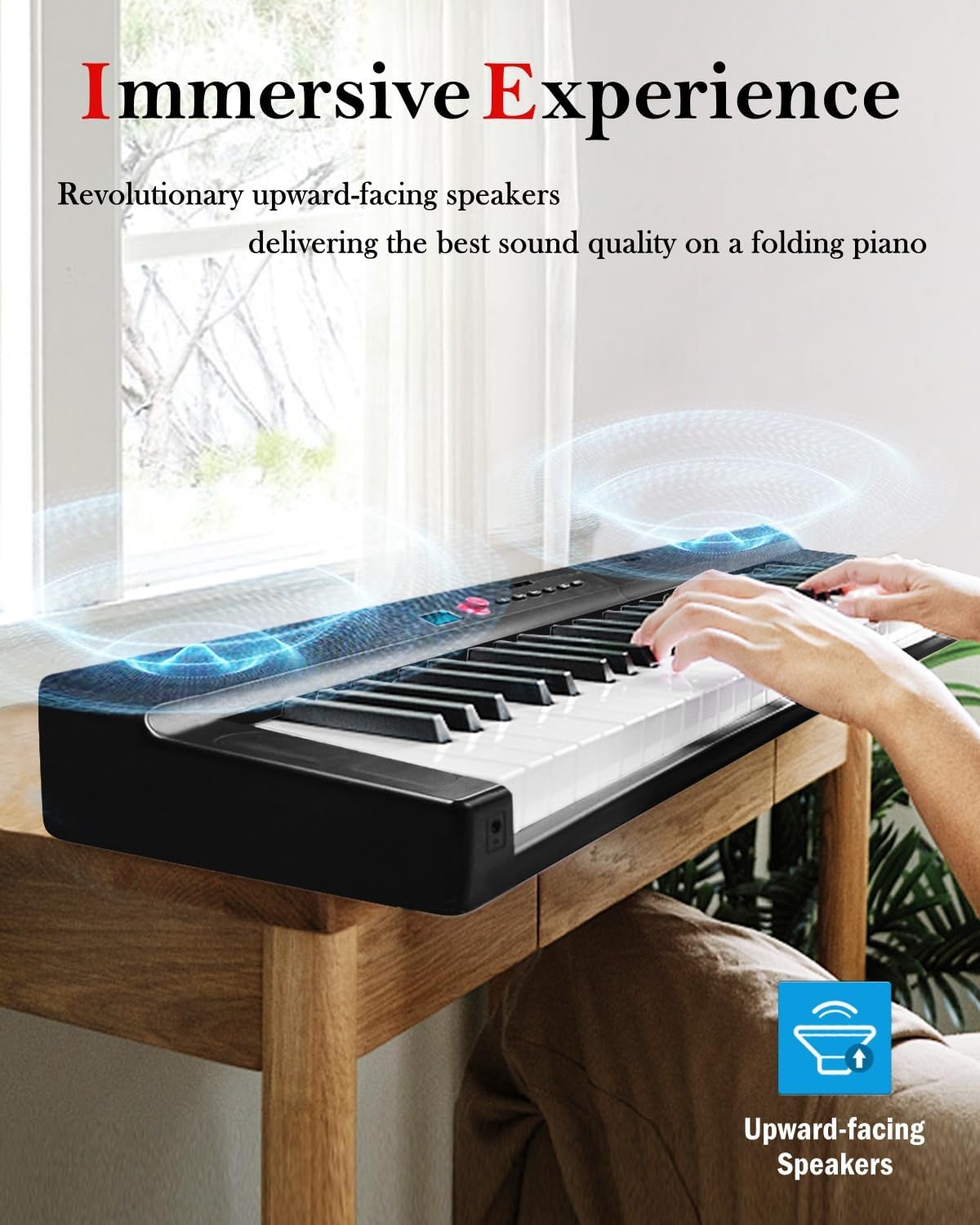 Longeye Foldable Piano Keyboard 88 Key Folding Piano Portable Electric Keyboard Semi Weighted Digital Piano for Beginners with Headphone, Sustain Pedal, Music Rest, Carry Case (Enhanced Sound)